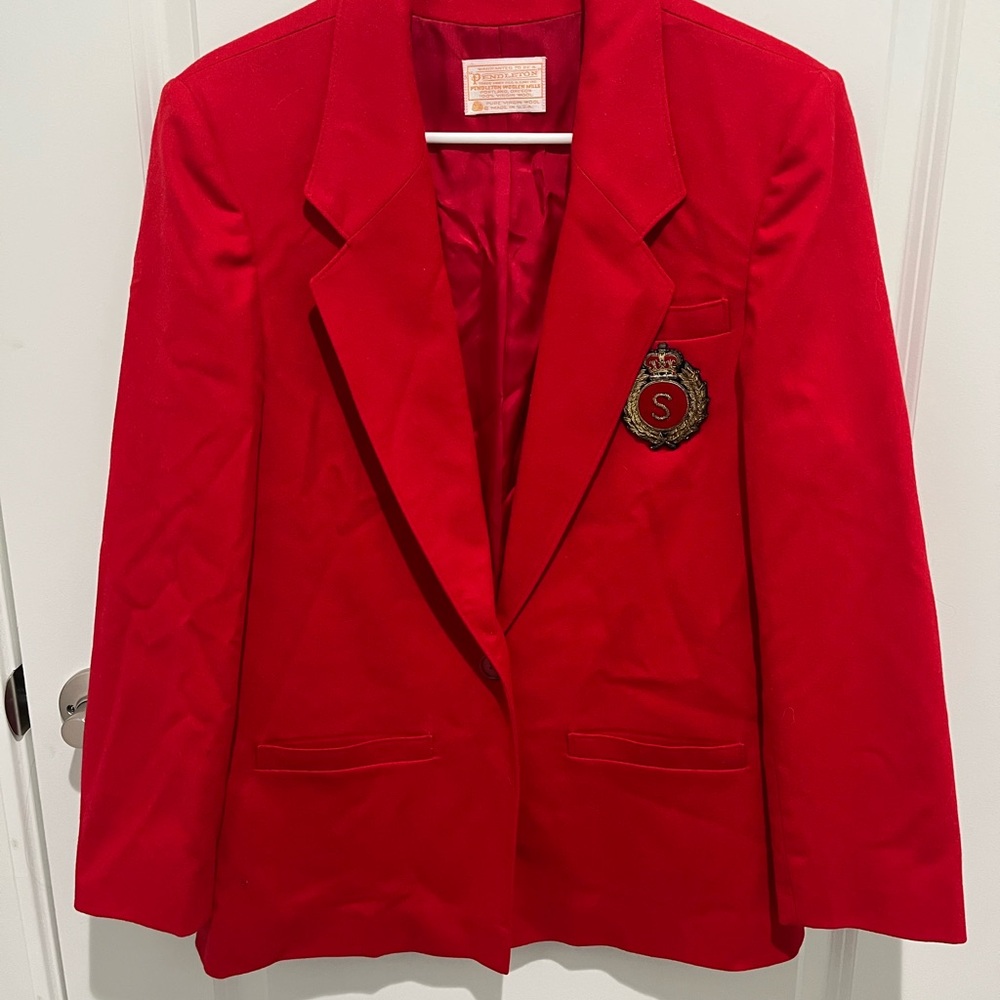 Pendleton Red Women's Blazer with Crest